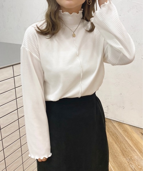 apres jour（アプレジュール）の「ハイネックリブメロートップス【ZOZOTOWN限定アイテム】（Tシャツ/カットソー・レディース・ブラック/ピンク/アイボリー/モカ・X-LARGE/フリー）」の10枚目の写真