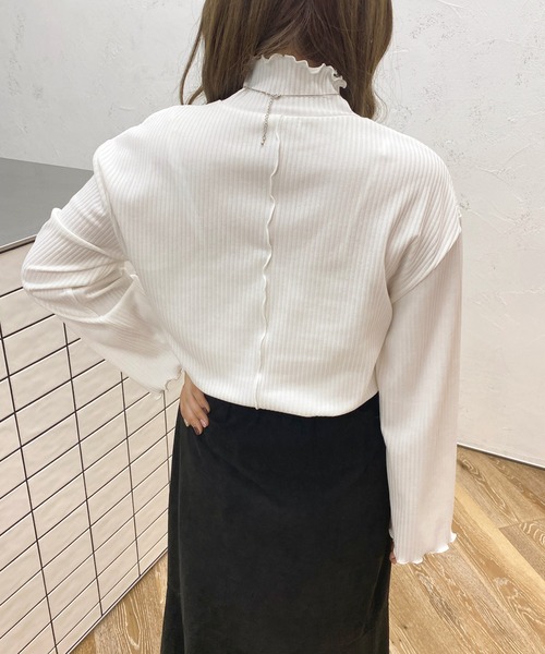 apres jour（アプレジュール）の「ハイネックリブメロートップス【ZOZOTOWN限定アイテム】（Tシャツ/カットソー・レディース・ブラック/ピンク/アイボリー/モカ・X-LARGE/フリー）」の12枚目の写真