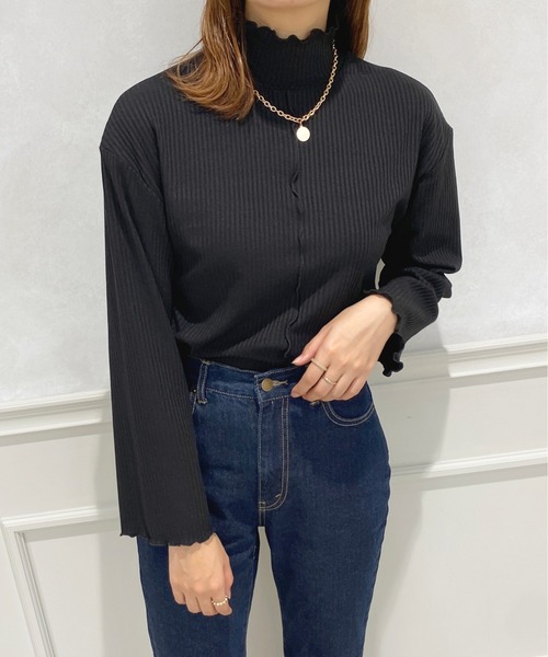 apres jour（アプレジュール）の「ハイネックリブメロートップス【ZOZOTOWN限定アイテム】（Tシャツ/カットソー・レディース・ブラック/ピンク/アイボリー/モカ・X-LARGE/フリー）」の18枚目の写真