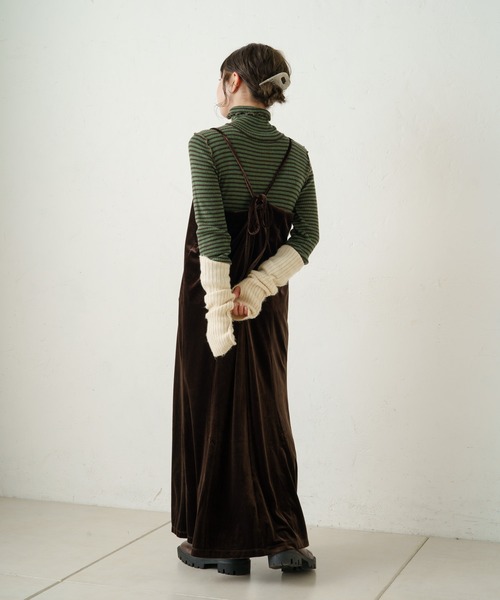 Kastane（カスタネ）の「メローリブボーダーハイネックニット（ニット/セーター・レディース・ブラック/グリーン/ライトベージュ・FREE）」の19枚目の写真