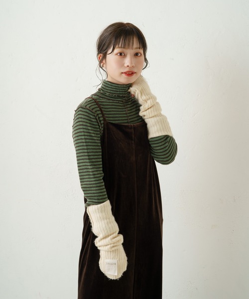 Kastane（カスタネ）の「メローリブボーダーハイネックニット（ニット/セーター・レディース・ブラック/グリーン/ライトベージュ・FREE）」の20枚目の写真