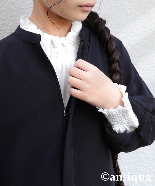 antiqua(アンティカ)の「前ファスナー開きベーシックオールインワン(サロペット/オーバーオール・キッズ・ブラック・4/6/3/5)」の5枚目の写真