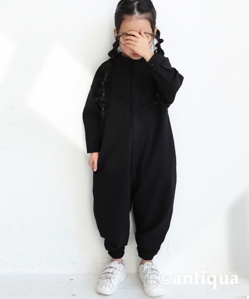 antiqua(アンティカ)の「前ファスナー開きベーシックオールインワン(サロペット/オーバーオール・キッズ・ブラック・4/6/3/5)」の15枚目の写真