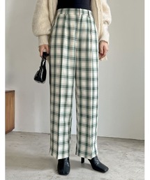 [低身長サイズ有]先染めチェック柄ストレートパンツ