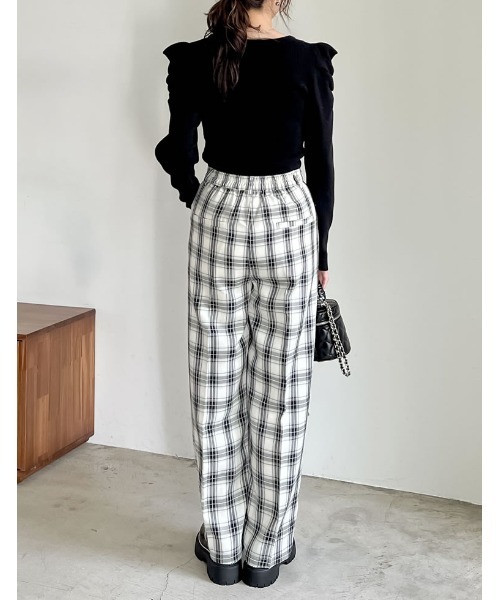 PLAN C チェック柄カジュアルパンツ Mサイズ 低身長サイズ有]先染めチェック柄ストレートパンツ（スラックス）｜Re