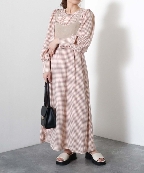 archives（アルシーヴ）の「【入荷禁止】畦編みビスチェ＋ウエスト切替ワンピース（ワンピース・レディース・ブラック/ピンクベージュ/グリーン・MEDIUM）」の20枚目の写真