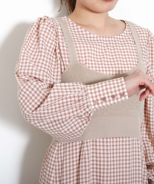 archives（アルシーヴ）の「【入荷禁止】畦編みビスチェ＋ウエスト切替ワンピース（ワンピース・レディース・ブラック/ピンクベージュ/グリーン・MEDIUM）」の15枚目の写真