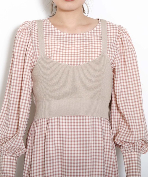 archives（アルシーヴ）の「【入荷禁止】畦編みビスチェ＋ウエスト切替ワンピース（ワンピース・レディース・ブラック/ピンクベージュ/グリーン・MEDIUM）」の6枚目の写真