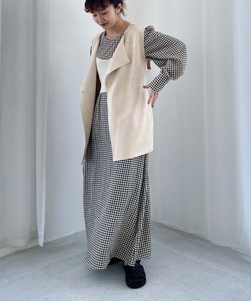 archives（アルシーヴ）の「【入荷禁止】畦編みビスチェ＋ウエスト切替ワンピース（ワンピース・レディース・ブラック/ピンクベージュ/グリーン・MEDIUM）」の19枚目の写真