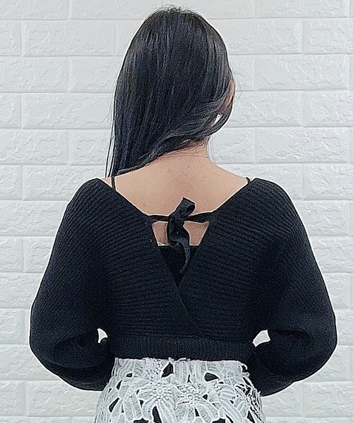 Lace Ladies(レースレディース)の「レイヤードリブニット Vネック 長袖(ニット/セーター・レディース・ホワイト/ブラック/ピンク/モカ・FREE)」の9枚目の写真