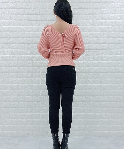 Lace Ladies(レースレディース)の「レイヤードリブニット Vネック 長袖(ニット/セーター・レディース・ホワイト/ブラック/ピンク/モカ・FREE)」の15枚目の写真
