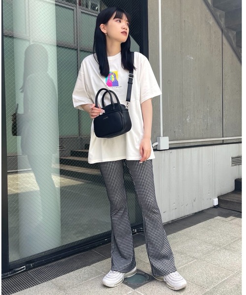 X-girl（エックスガール）の「POP ART FACE S/S TEE/ポップアート風フェイス　Tシャツ（Tシャツ/カットソー・レディース・ホワイト/ブラック・S/L/XL/M）」の21枚目の写真