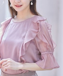 tocco closet | ラッフルフリル付きキャンディースリーブシャイニーブラウス(シャツ/ブラウス)