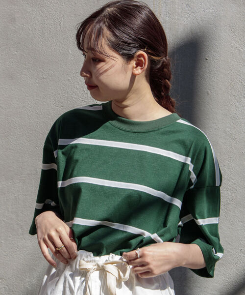 DISCUS ATHLETIC（ディスカス　アスレチック）の「【WEB限定】【DISCUS ATHLETIC/ディスカス アスレチック】SOLOTEX MIXED Tee レトロボーダー ワンポイントロゴ（Tシャツ/カットソー・メンズ・ホワイト/ブラック/グリーン系その他/ホワイト系その他・MEDIUM/LARGE）」の6枚目の写真