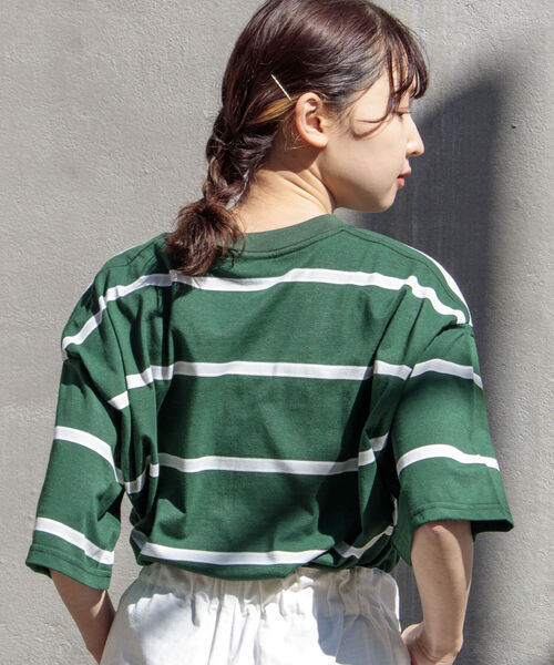 DISCUS ATHLETIC（ディスカス　アスレチック）の「【WEB限定】【DISCUS ATHLETIC/ディスカス アスレチック】SOLOTEX MIXED Tee レトロボーダー ワンポイントロゴ（Tシャツ/カットソー・メンズ・ホワイト/ブラック/グリーン系その他/ホワイト系その他・MEDIUM/LARGE）」の8枚目の写真