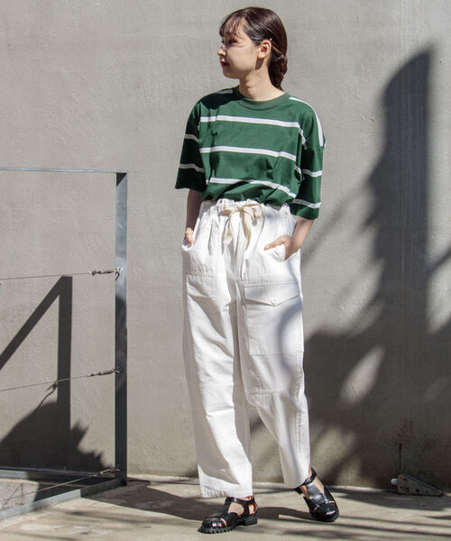 DISCUS ATHLETIC（ディスカス　アスレチック）の「【WEB限定】【DISCUS ATHLETIC/ディスカス アスレチック】SOLOTEX MIXED Tee レトロボーダー ワンポイントロゴ（Tシャツ/カットソー・メンズ・ホワイト/ブラック/グリーン系その他/ホワイト系その他・MEDIUM/LARGE）」の5枚目の写真