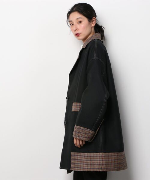 A BATHING APE（アベイシングエイプ）の「BPY BONDED CHECK COAT（チェスターコート・レディース・ブラック・X-SMALL）」の3枚目の写真