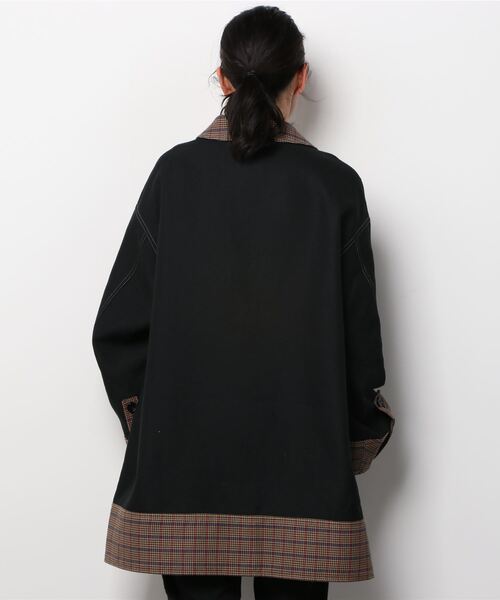 A BATHING APE（アベイシングエイプ）の「BPY BONDED CHECK COAT（チェスターコート・レディース・ブラック・X-SMALL）」の2枚目の写真