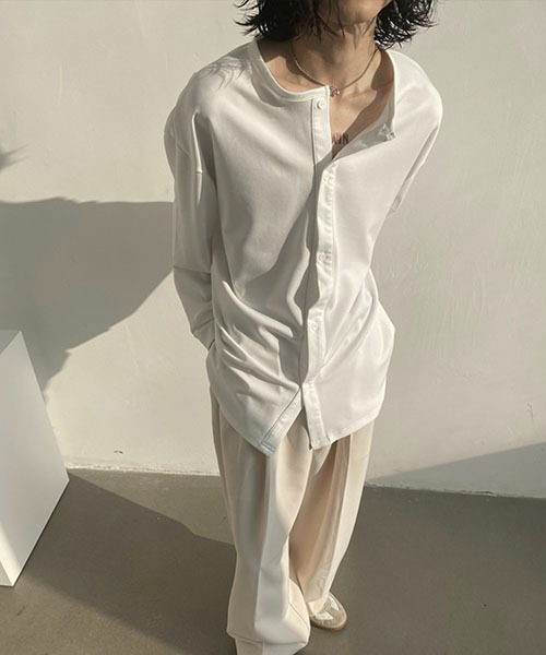 WESTBOY(ウエストボーイ)の「ルーズシルエットノーカラーシャツ WOG22S1TP06 【WB ORIGINALS】(シャツ/ブラウス・メンズ・グリーン/ブラウン/ブラック/ホワイト・M/L/XL)」の8枚目の写真