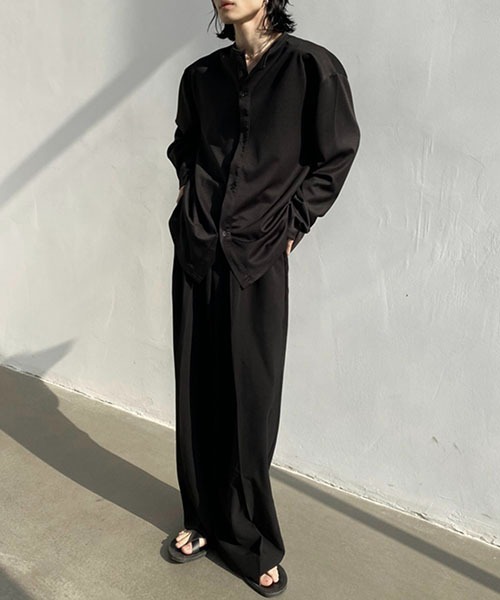 WESTBOY(ウエストボーイ)の「ルーズシルエットノーカラーシャツ WOG22S1TP06 【WB ORIGINALS】(シャツ/ブラウス・メンズ・グリーン/ブラウン/ブラック/ホワイト・M/L/XL)」の9枚目の写真