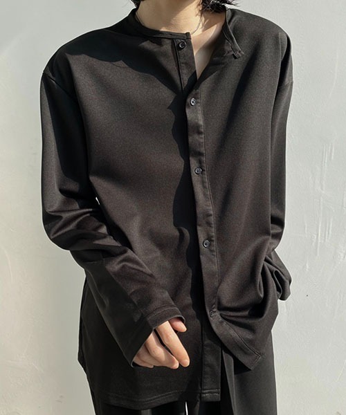 WESTBOY(ウエストボーイ)の「ルーズシルエットノーカラーシャツ WOG22S1TP06 【WB ORIGINALS】(シャツ/ブラウス・メンズ・グリーン/ブラウン/ブラック/ホワイト・M/L/XL)」の10枚目の写真