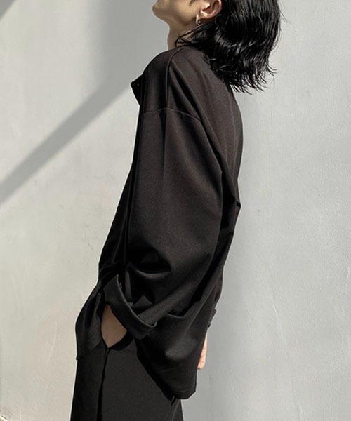 WESTBOY(ウエストボーイ)の「ルーズシルエットノーカラーシャツ WOG22S1TP06 【WB ORIGINALS】(シャツ/ブラウス・メンズ・グリーン/ブラウン/ブラック/ホワイト・M/L/XL)」の12枚目の写真