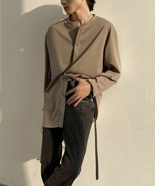 WESTBOY(ウエストボーイ)の「ルーズシルエットノーカラーシャツ WOG22S1TP06 【WB ORIGINALS】(シャツ/ブラウス・メンズ・グリーン/ブラウン/ブラック/ホワイト・M/L/XL)」の17枚目の写真