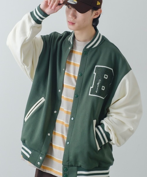 improves(インプローブス)の「TC裏毛 ワッペン刺繍 オーバーサイズ スタジャン(スタジャン・メンズ・B/C/A/E/D・LARGE/MEDIUM/X-LARGE)」の4枚目の写真