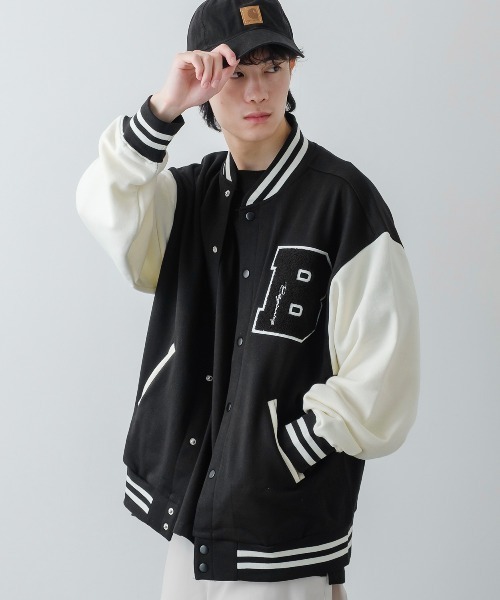 improves(インプローブス)の「TC裏毛 ワッペン刺繍 オーバーサイズ スタジャン(スタジャン・メンズ・B/C/A/E/D・LARGE/MEDIUM/X-LARGE)」の8枚目の写真