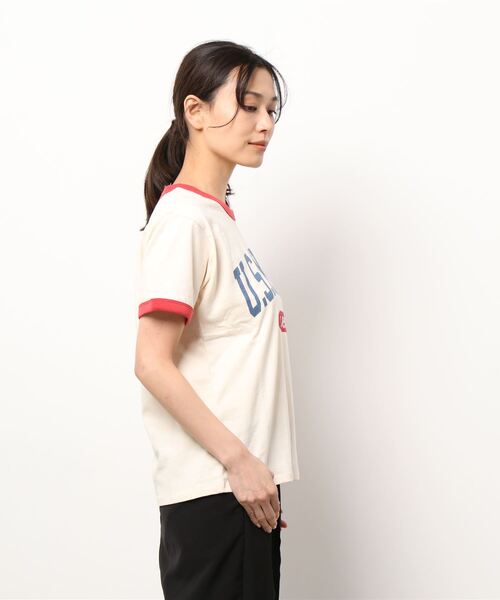 Lee(リー)の「【Lee】リンガーTシャツ(Tシャツ/カットソー・レディース・ホワイト・L/M)」の2枚目の写真