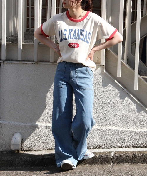 Lee(リー)の「【Lee】リンガーTシャツ(Tシャツ/カットソー・レディース・ホワイト・L/M)」の9枚目の写真