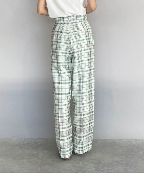 audrey and john wad（オードリーアンドジョンワッド）の「裏付き2タックチェックパンツ（その他パンツ・レディース・ブラック/グリーン・M）」の6枚目の写真