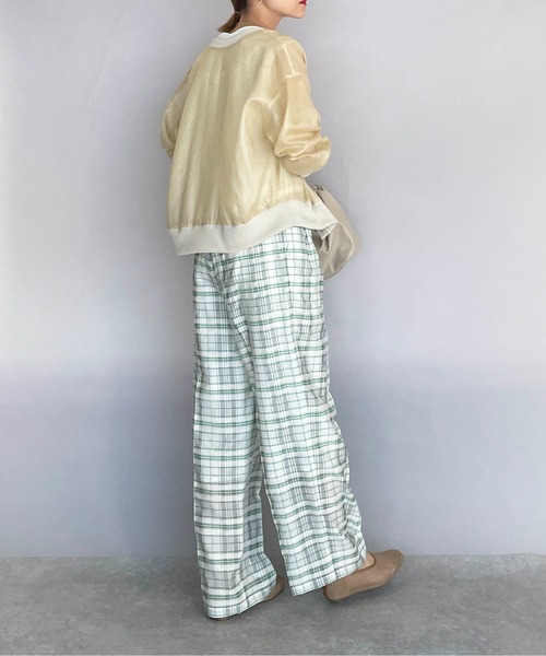 audrey and john wad（オードリーアンドジョンワッド）の「裏付き2タックチェックパンツ（その他パンツ・レディース・ブラック/グリーン・M）」の10枚目の写真