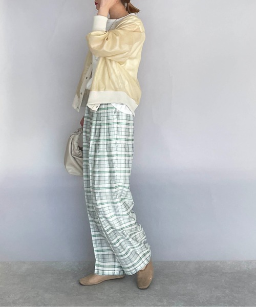 audrey and john wad（オードリーアンドジョンワッド）の「裏付き2タックチェックパンツ（その他パンツ・レディース・ブラック/グリーン・M）」の11枚目の写真