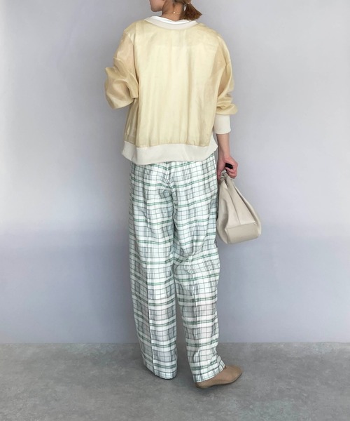 audrey and john wad（オードリーアンドジョンワッド）の「裏付き2タックチェックパンツ（その他パンツ・レディース・ブラック/グリーン・M）」の12枚目の写真