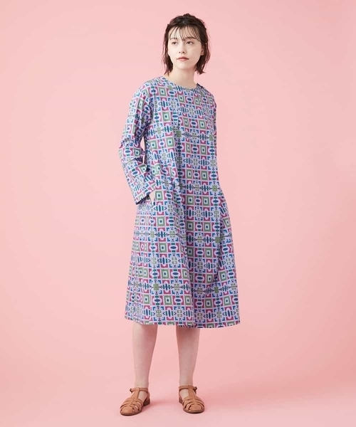 Jocomomola(ホコモモラ)の「sonar プリントワンピース(ワンピース・レディース・アイボリー/ライトパープル・40)」の9枚目の写真