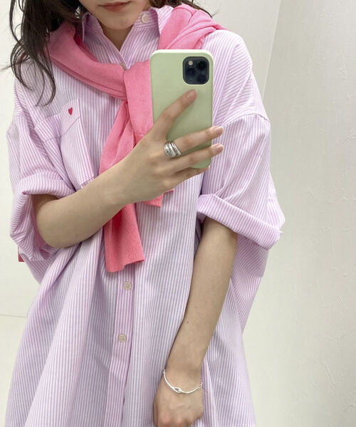 fredy repit(フレディレピ)の「【WEB限定カラーあり】ハート刺繍ストライプシャツ(シャツ/ブラウス・レディース・オフホワイト/ブルー系その他/イエロー系その他/ピンク系その他/オレンジ系その他・38)」の4枚目の写真