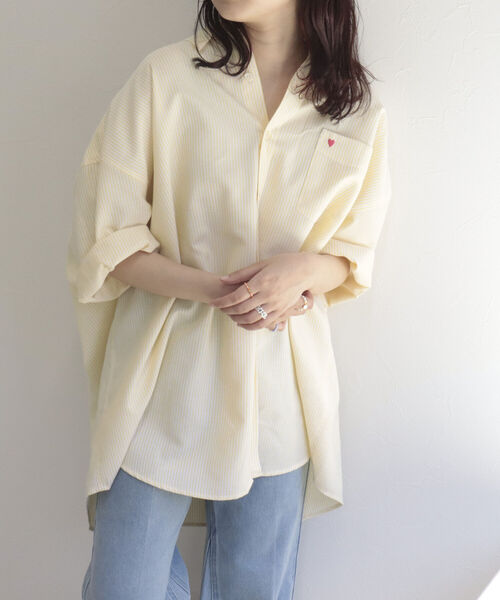 fredy repit(フレディレピ)の「【WEB限定カラーあり】ハート刺繍ストライプシャツ(シャツ/ブラウス・レディース・オフホワイト/ブルー系その他/イエロー系その他/ピンク系その他/オレンジ系その他・38)」の14枚目の写真