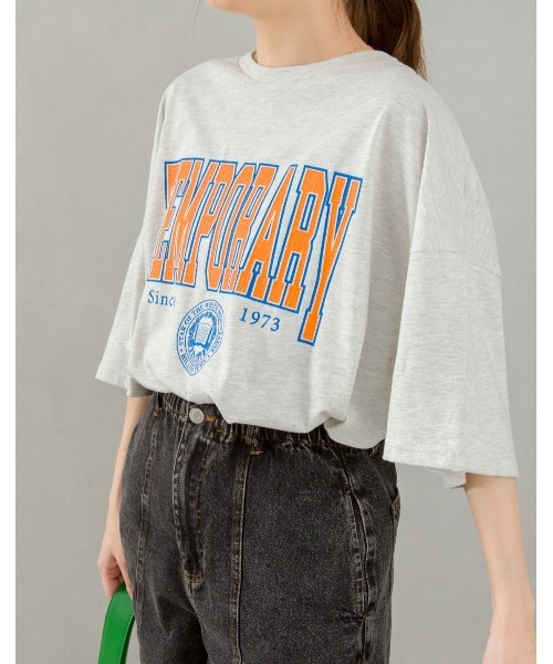 SpRay(スプレイ)の「カレッジ BIG Tシャツ(Tシャツ/カットソー・レディース・オフホワイト/ピンク/ブルー/グリーン/オートミール/スミクロ・FREE)」の4枚目の写真