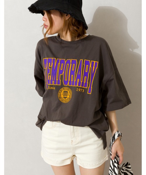 SpRay(スプレイ)の「カレッジ BIG Tシャツ(Tシャツ/カットソー・レディース・オフホワイト/ピンク/ブルー/グリーン/オートミール/スミクロ・FREE)」の3枚目の写真