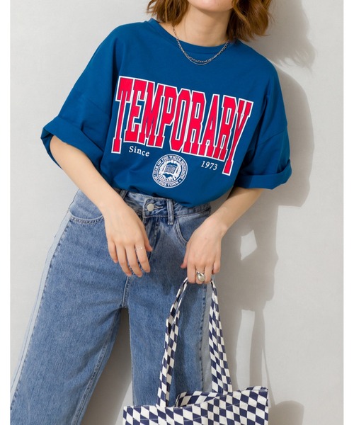 SpRay(スプレイ)の「カレッジ BIG Tシャツ(Tシャツ/カットソー・レディース・オフホワイト/ピンク/ブルー/グリーン/オートミール/スミクロ・FREE)」の2枚目の写真