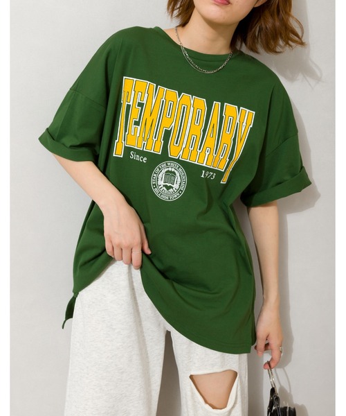 SpRay(スプレイ)の「カレッジ BIG Tシャツ(Tシャツ/カットソー・レディース・オフホワイト/ピンク/ブルー/グリーン/オートミール/スミクロ・FREE)」の5枚目の写真