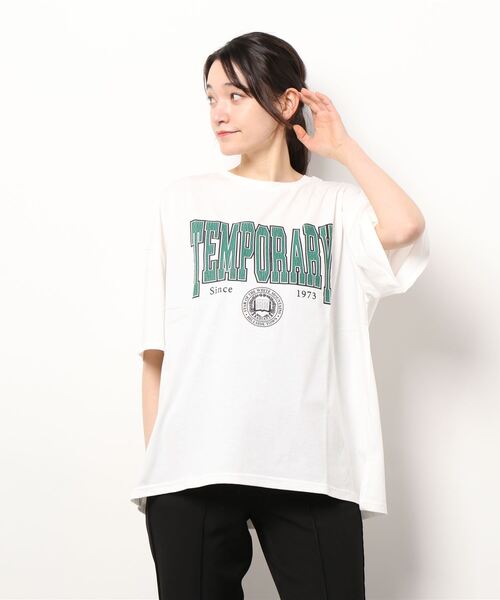 SpRay(スプレイ)の「カレッジ BIG Tシャツ(Tシャツ/カットソー・レディース・オフホワイト/ピンク/ブルー/グリーン/オートミール/スミクロ・FREE)」の10枚目の写真
