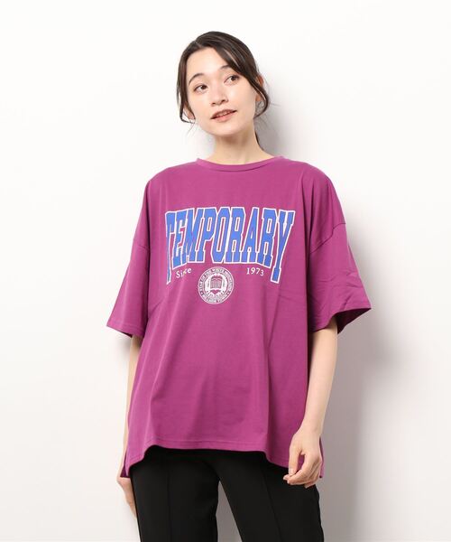 SpRay(スプレイ)の「カレッジ BIG Tシャツ(Tシャツ/カットソー・レディース・オフホワイト/ピンク/ブルー/グリーン/オートミール/スミクロ・FREE)」の13枚目の写真
