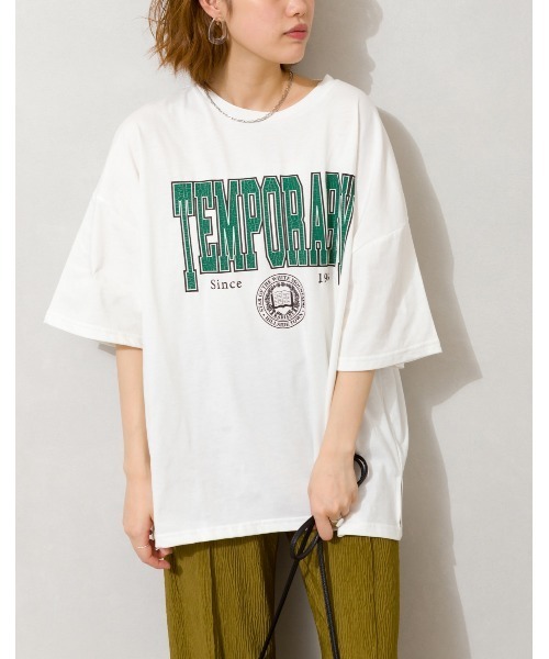 SpRay(スプレイ)の「カレッジ BIG Tシャツ(Tシャツ/カットソー・レディース・オフホワイト/ピンク/ブルー/グリーン/オートミール/スミクロ・FREE)」の19枚目の写真