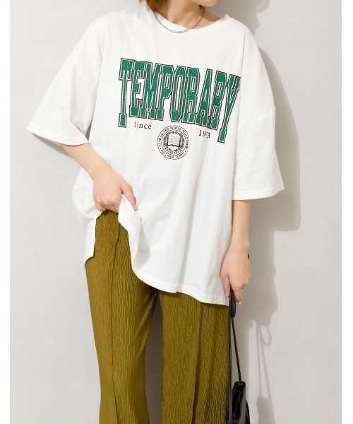 SpRay(スプレイ)の「カレッジ BIG Tシャツ(Tシャツ/カットソー・レディース・オフホワイト/ピンク/ブルー/グリーン/オートミール/スミクロ・FREE)」の18枚目の写真