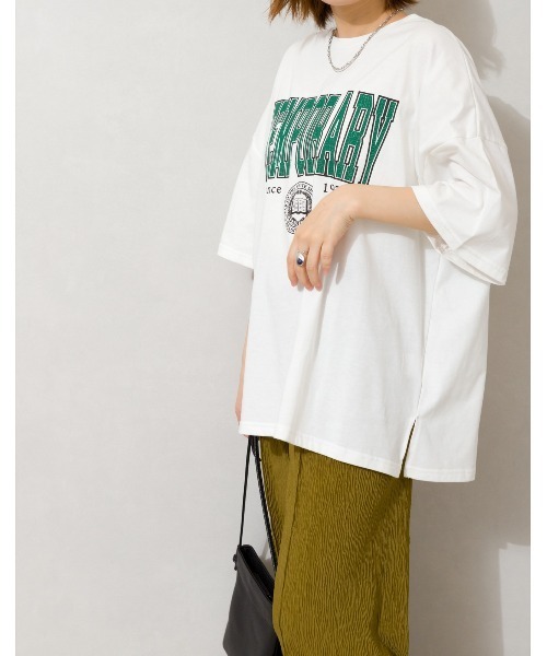 SpRay(スプレイ)の「カレッジ BIG Tシャツ(Tシャツ/カットソー・レディース・オフホワイト/ピンク/ブルー/グリーン/オートミール/スミクロ・FREE)」の17枚目の写真