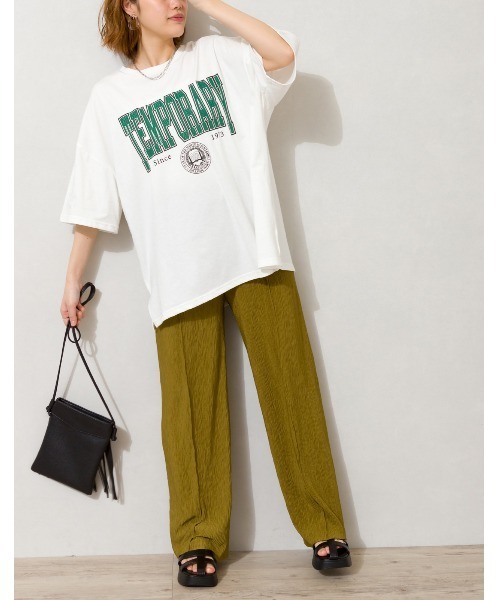 SpRay(スプレイ)の「カレッジ BIG Tシャツ(Tシャツ/カットソー・レディース・オフホワイト/ピンク/ブルー/グリーン/オートミール/スミクロ・FREE)」の15枚目の写真