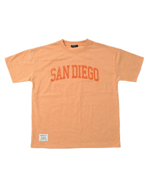 GLAZOS(グラソス)の「カラー杢天竺・接触冷感ドロップショルダーカレッジロゴ半袖Tシャツ(Tシャツ/カットソー・キッズ・パープル/オレンジ/ブルー/グリーン・130cm/140cm/150cm/160cm/170cm)」の9枚目の写真