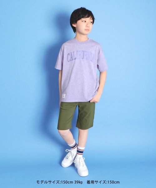 GLAZOS(グラソス)の「カラー杢天竺・接触冷感ドロップショルダーカレッジロゴ半袖Tシャツ(Tシャツ/カットソー・キッズ・パープル/オレンジ/ブルー/グリーン・130cm/140cm/150cm/160cm/170cm)」の11枚目の写真